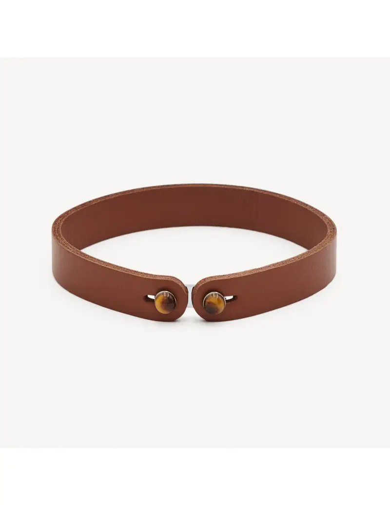 Bracciale Uomo BROSWAY Ink in pelle color mattone e occhio di tigre BIK153B