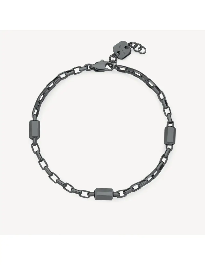 Bracciale Uomo BROSWAY Logan BOA16 in acciaio 316L lucido e satinato finitura rutenio