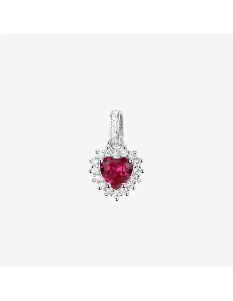 Charm BROSWAY FANCY in argento 925 e cubic zirconia ruby e bianchi a forma di cuore FPR117