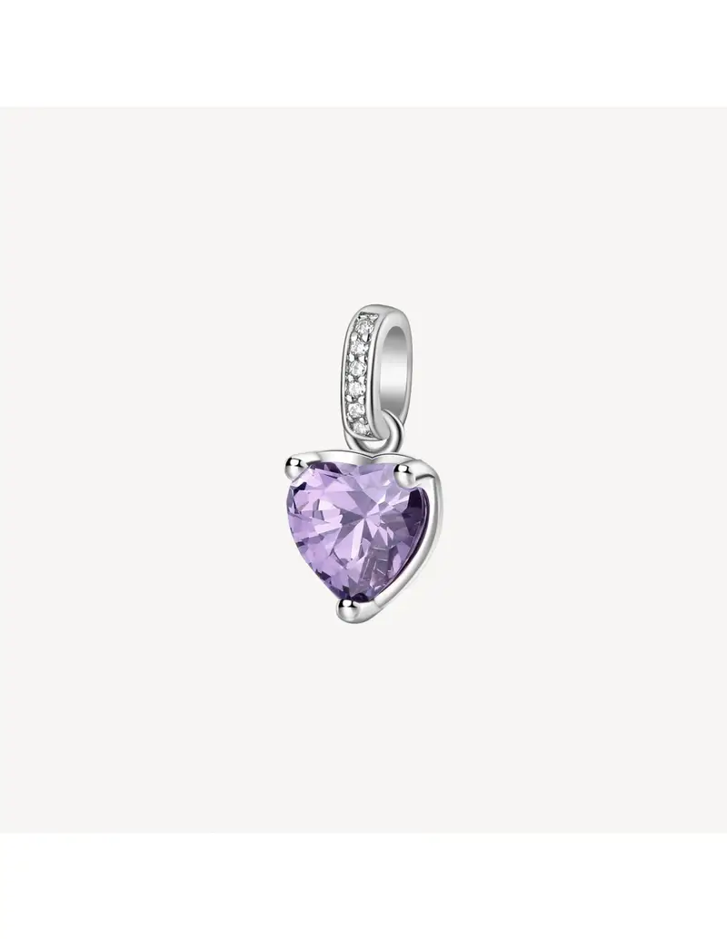 Charm BROSWAY FANCY in argento rodiato 925 e cubic zirconia amethyst e bianchi a forma di Cuore FMP28
