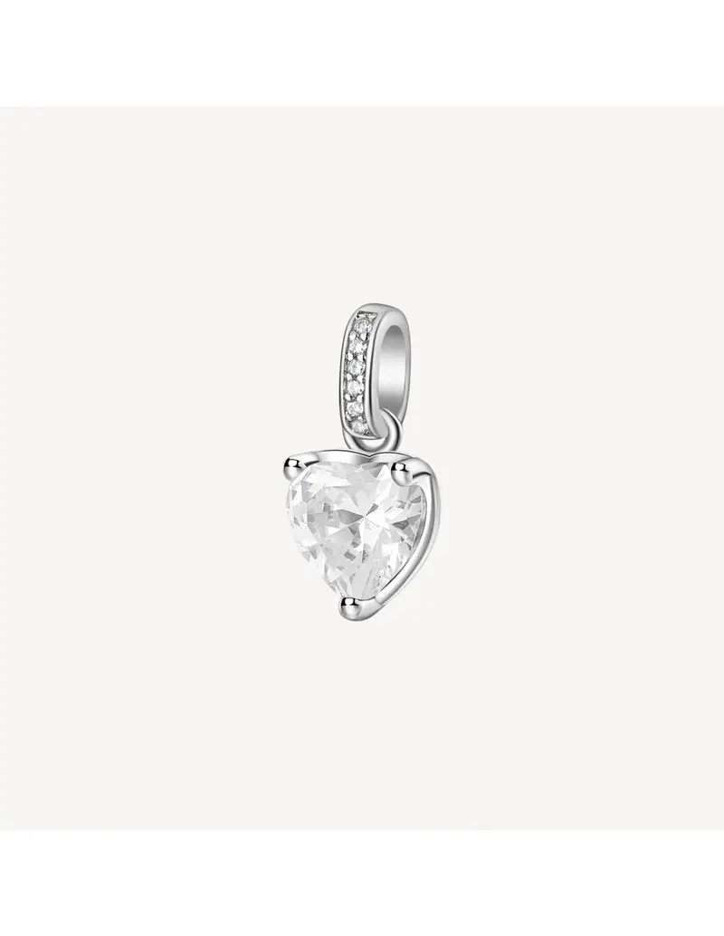 Charm BROSWAY FANCY in argento rodiato 925 e cubic zirconia bianco a forma di Cuore FIW28