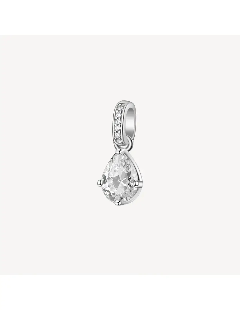 Charm BROSWAY FANCY in argento rodiato 925 e cubic zirconia bianco a forma di Goccia FIW30