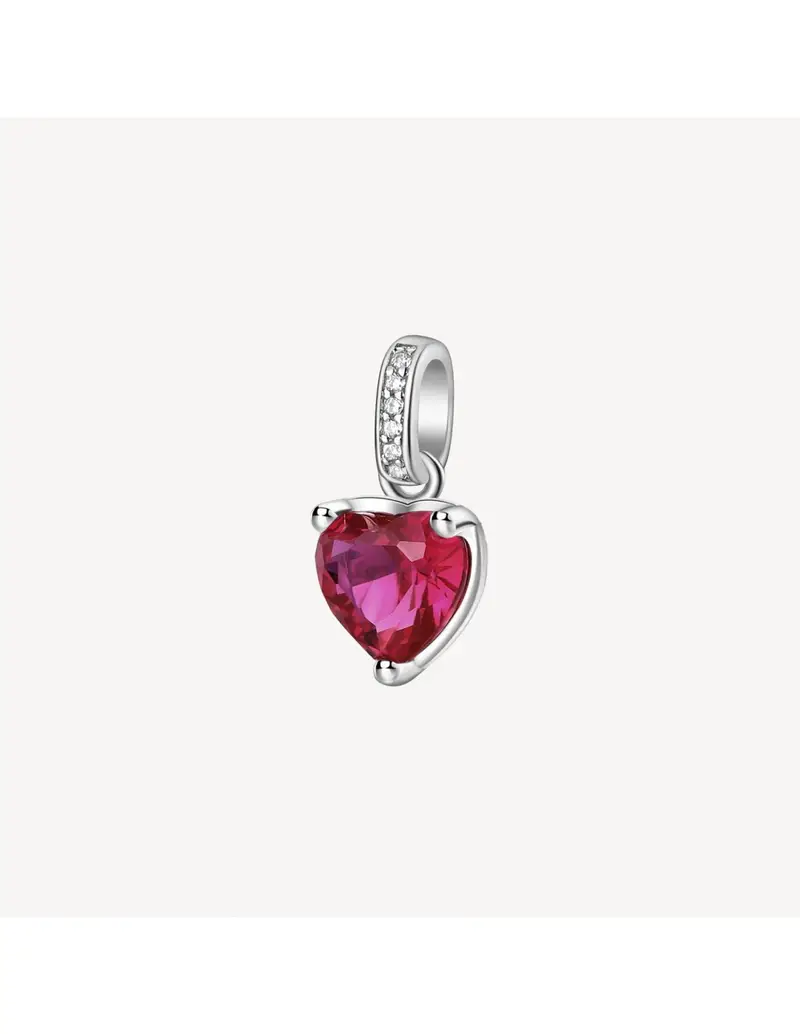 Charm BROSWAY FANCY in argento rodiato 925 e cubic zirconia ruby a forma di Cuore FPR20