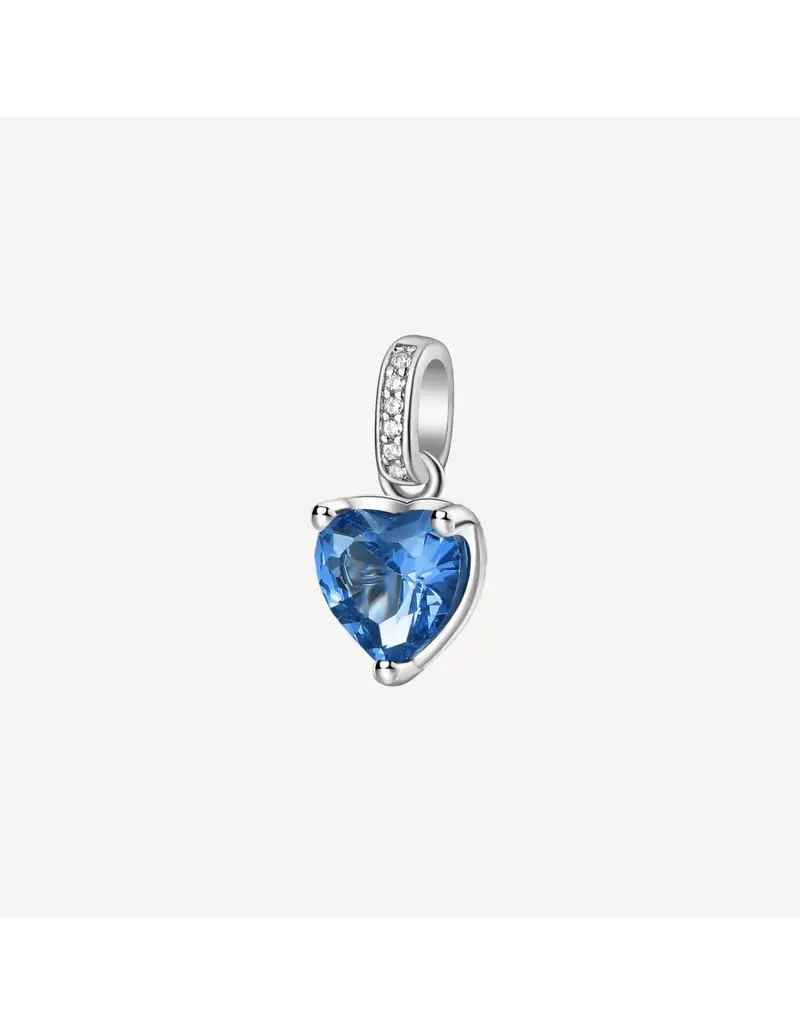 Charm BROSWAY FANCY in argento rodiato 925 e cubic zirconia sapphire e bianchi a forma di Cuore FFB18