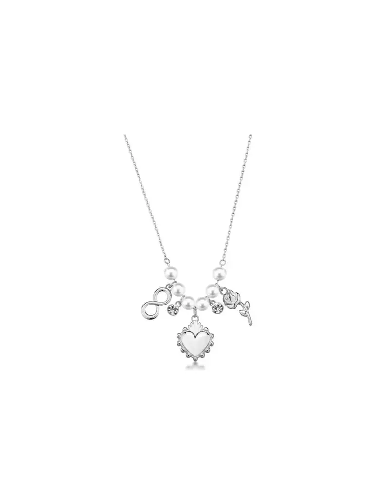 Collana BROSWAY Chakra Amore in acciaio 316L con Cuore e Perle BHKN183