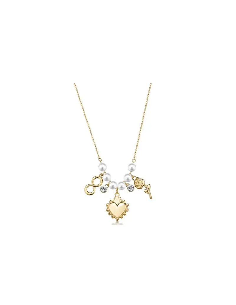 Collana BROSWAY Chakra Amore in acciaio 316L dorato con Cuore e Perle BHKN184