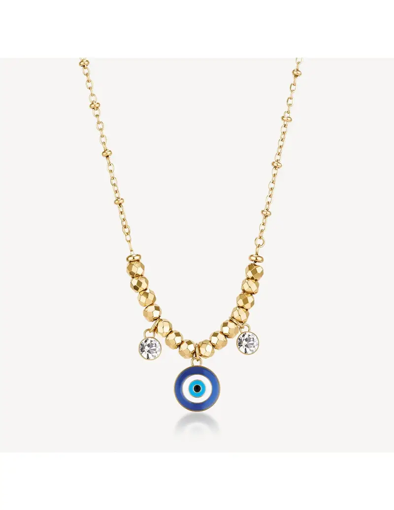 Collana BROSWAY Chakra Mistici in acciaio 316L dorato e occhio di Nazar BHKN172
