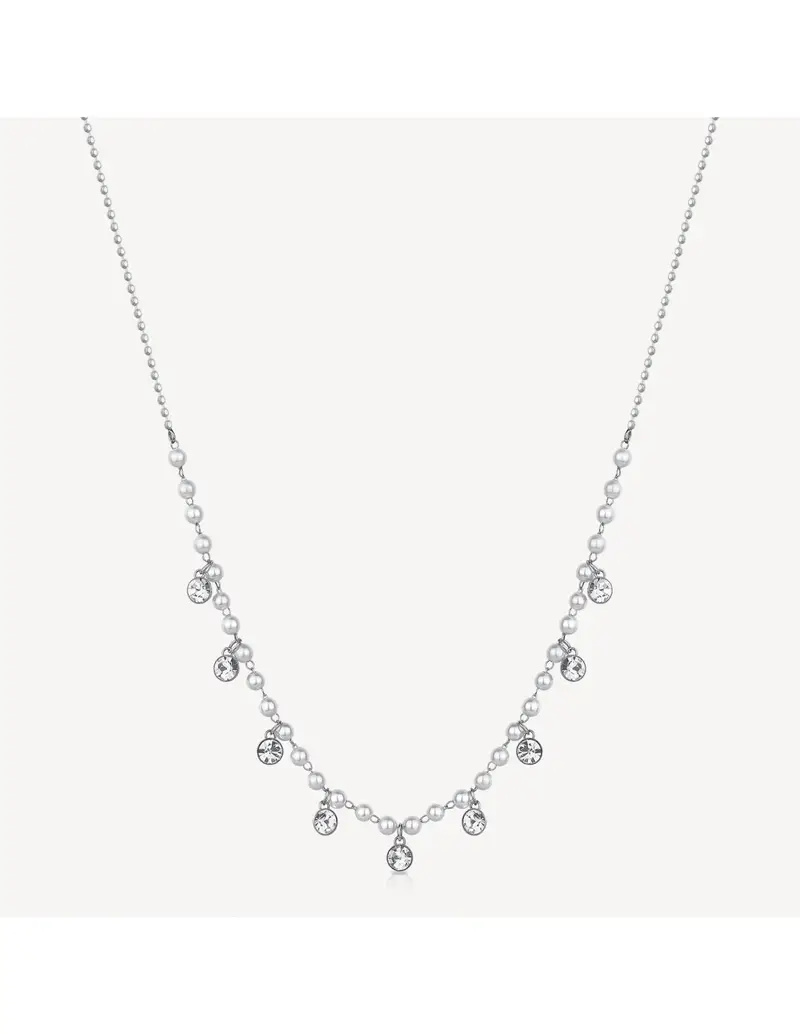 Collana BROSWAY CHANT in acciaio cristalli e perle 316L BAH83
