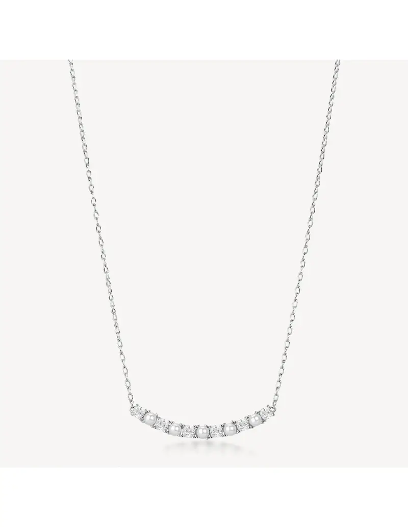 Collana BROSWAY FANCY in argento 925 con centrale di cristalli bianchi e perle FIW171