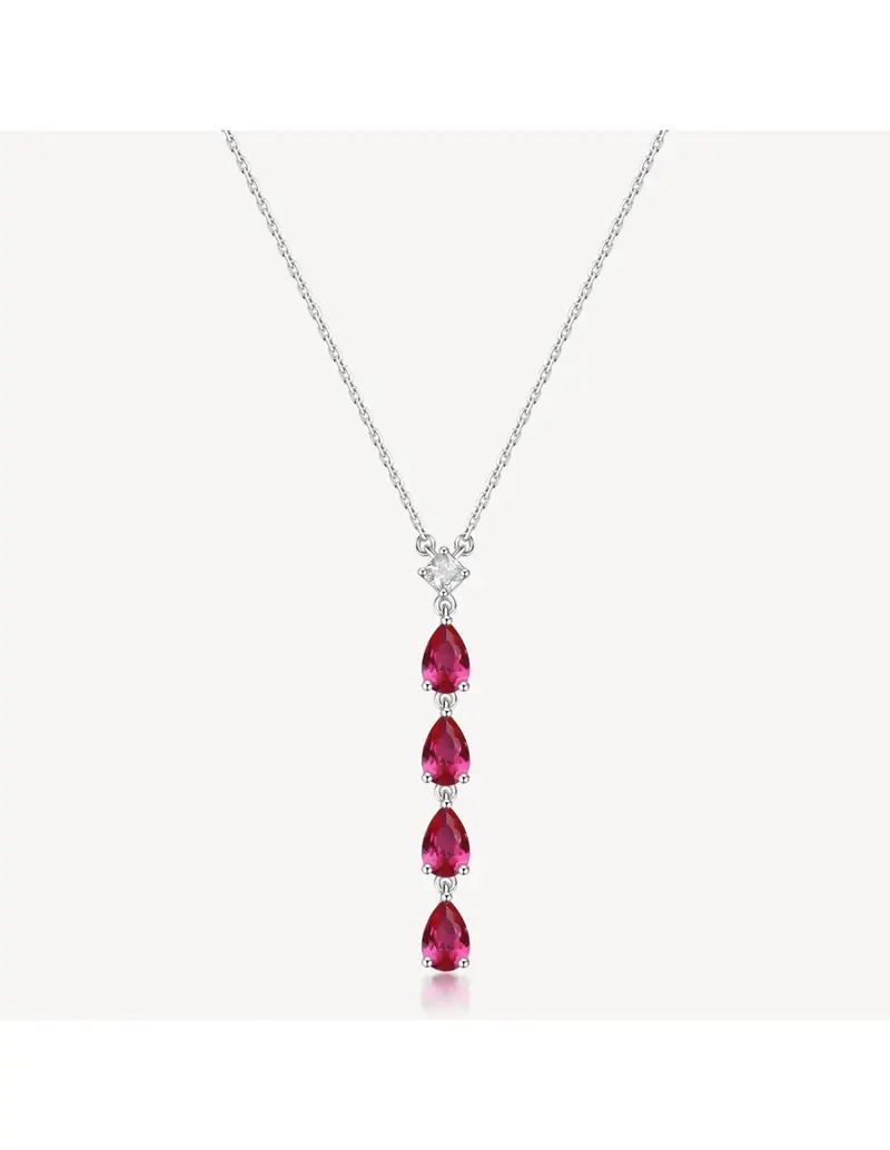Collana BROSWAY FANCY in argento 925 e cubic zirconia bianchi e ruby FPR112