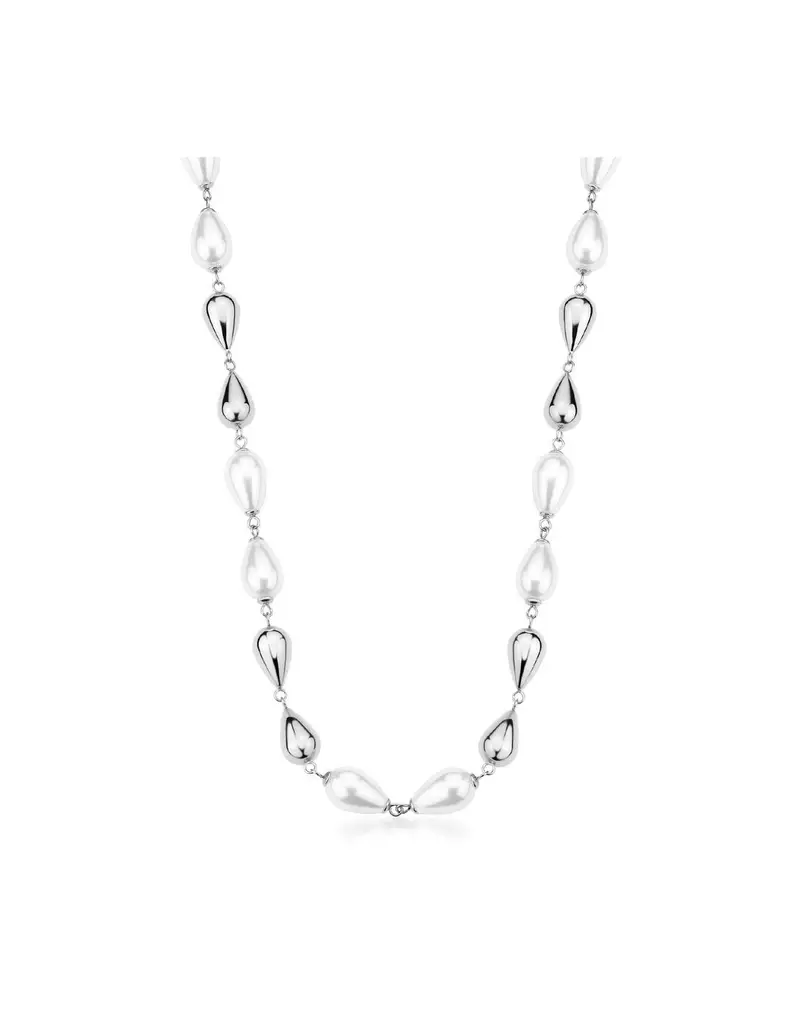 Collana BROSWAY Perfect in acciaio 316L con elementi goccia e perle BPC70