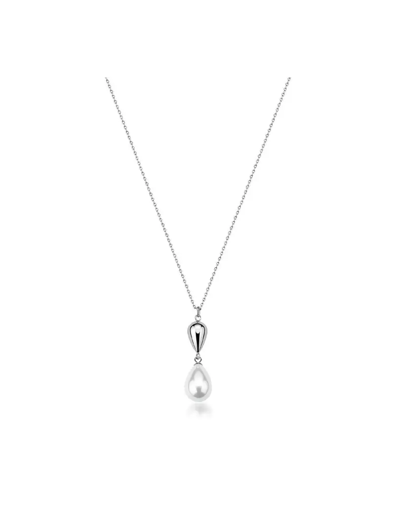 Collana BROSWAY Perfect in acciaio 316L con elemento goccia e perla BPC68