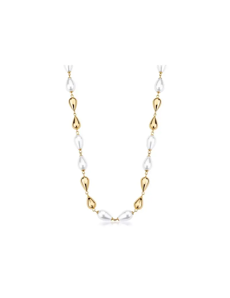 Collana BROSWAY Perfect in acciaio 316L dorato con elementi goccia e perle BPC71