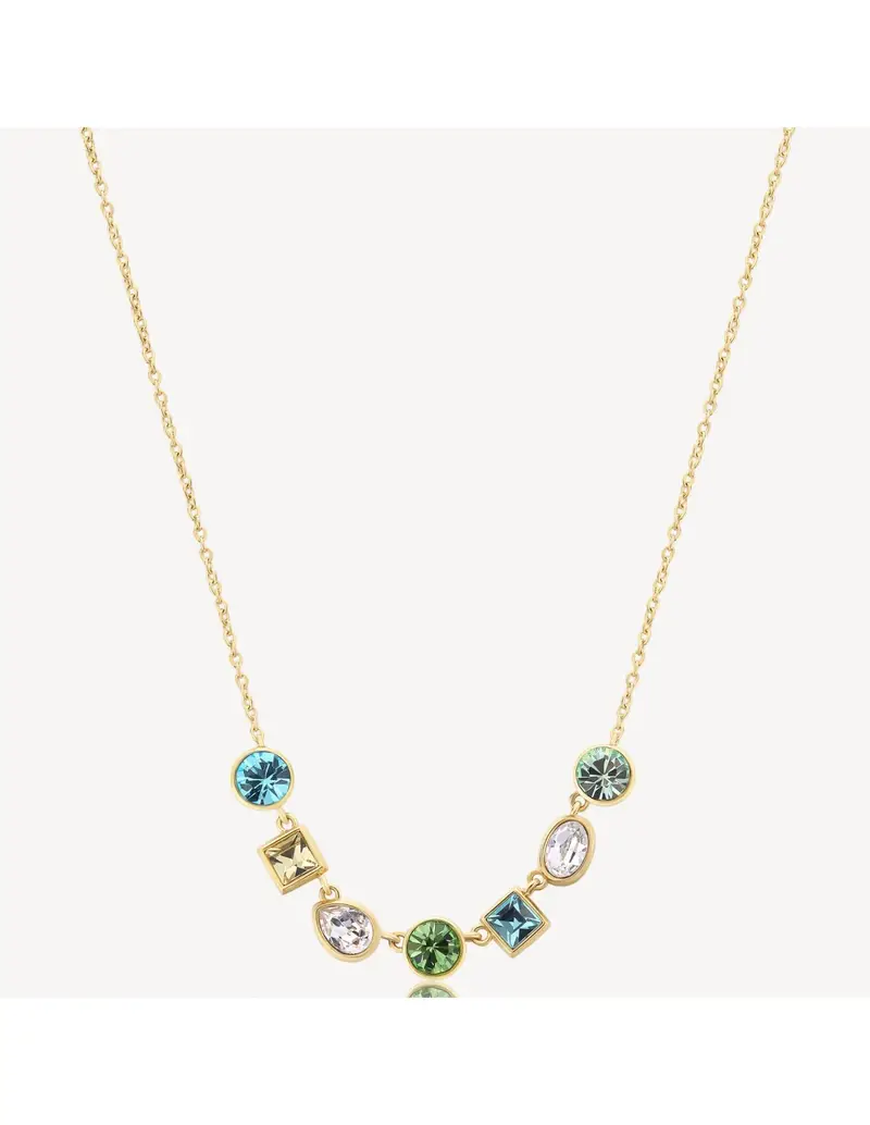 Collana BROSWAY Symphonia in acciaio 316L finitura pvd oro 14K e cristalli multicolor BYM164