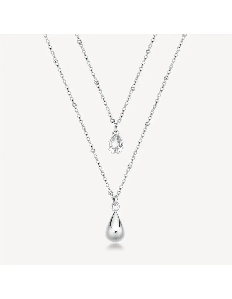 Collana doppio filo BROSWAY Perfect BPC36 in acciaio 316L con pendente a goccia e cristallo