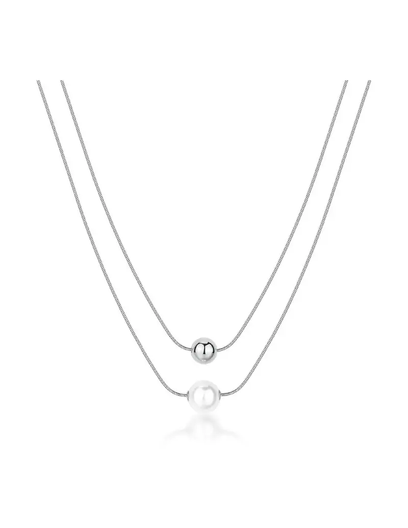 Collana doppio filo BROSWAY Perfect in acciaio 316L perla e sfera BPC46