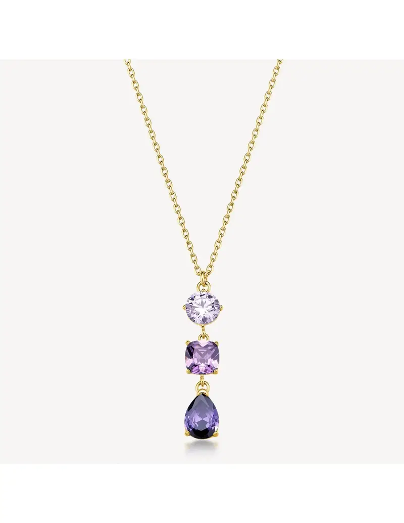 Collana girocollo BROSWAY Dreaming in acciaio 316L dorato con pendente cristalli amethyst BIG03
