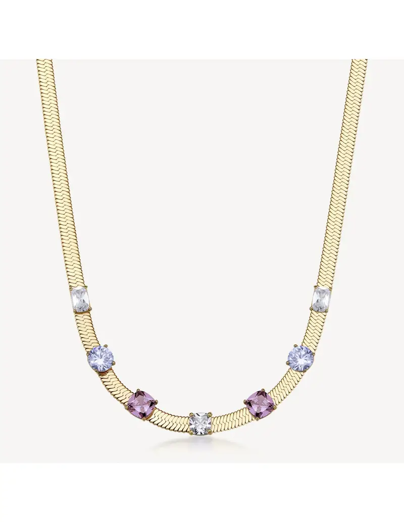 Collana girocollo BROSWAY Dreaming in acciaio 316L dorato e cristalli amethyst BIG06