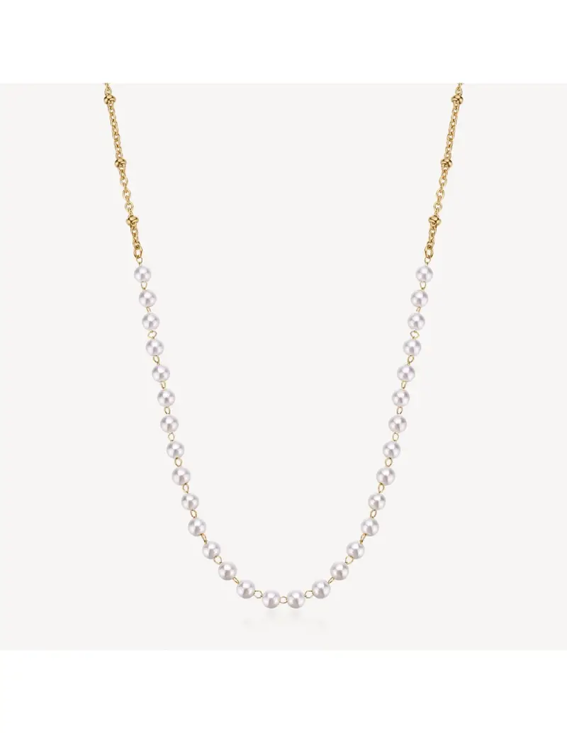 Collana girocollo BROSWAY Essential in Acciaio 316L dorato con perle di conchiglia BNL038
