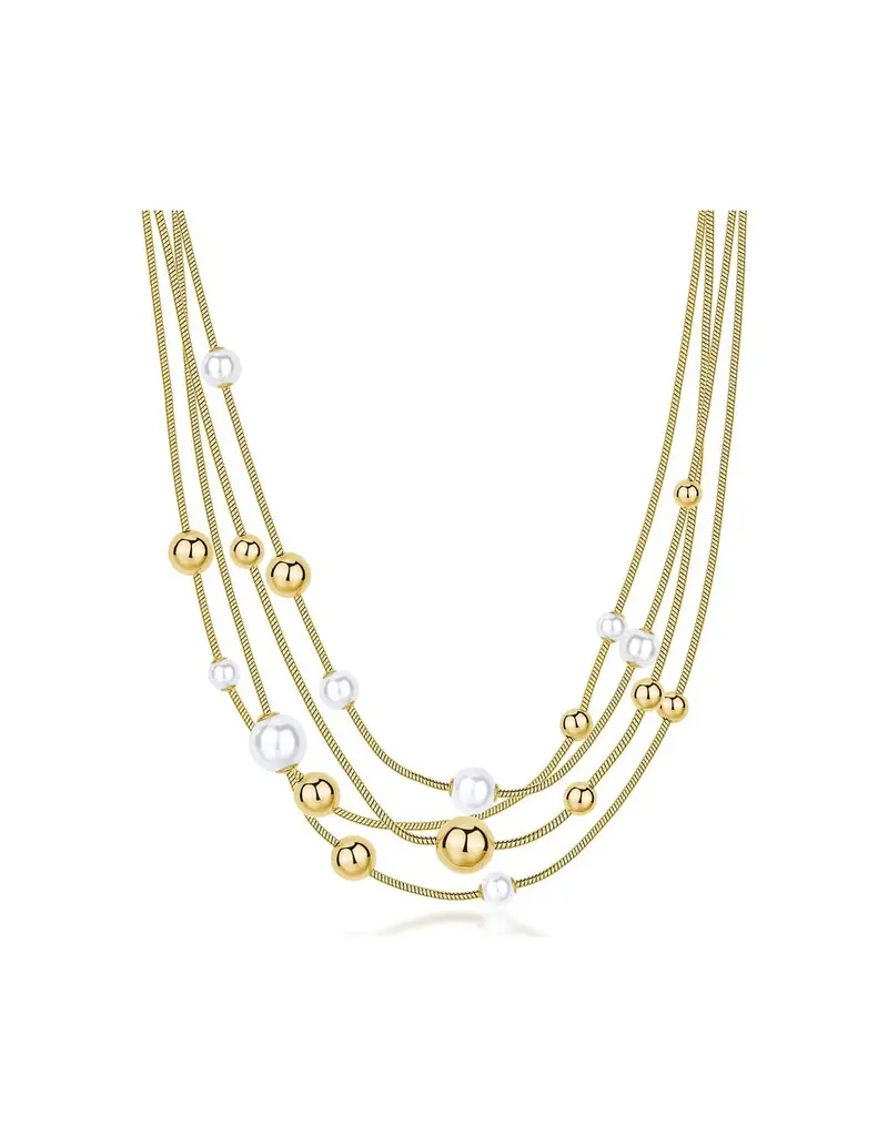 Collana multifilo BROSWAY Perfect in acciaio 316L dorato perle e sfere BPC51