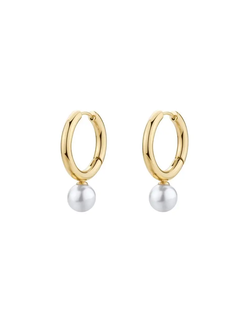 Orecchini a cerchio piccoli BROSWAY Perfect in acciaio 316L dorato con sfera BPC63