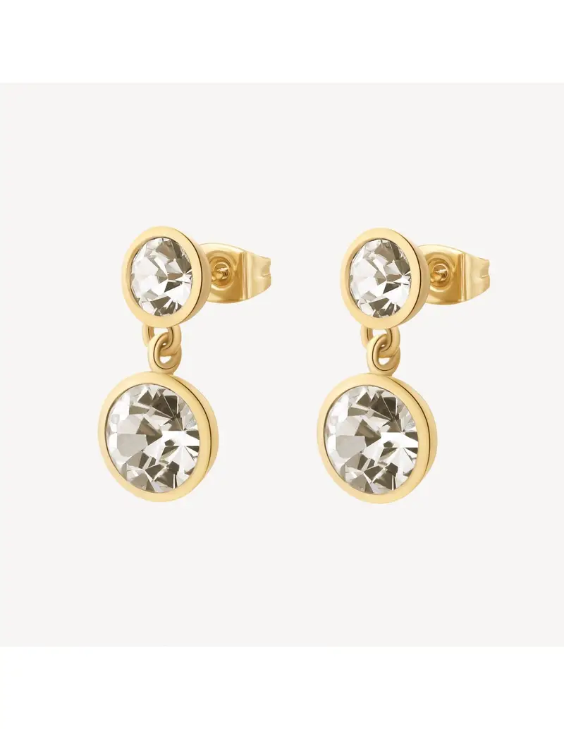 Orecchini pendenti BROSWAY Symphonia in acciaio 316L finitura pvd oro 14K e cristalli BYM173