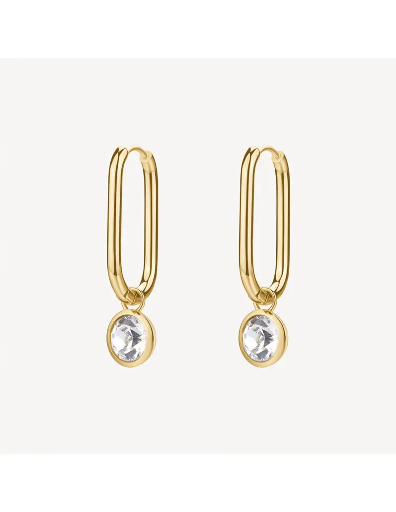 Orecchini rettangolari BROSWAY Symphonia in acciaio 316L dorato BYM194 con cristallo pendente