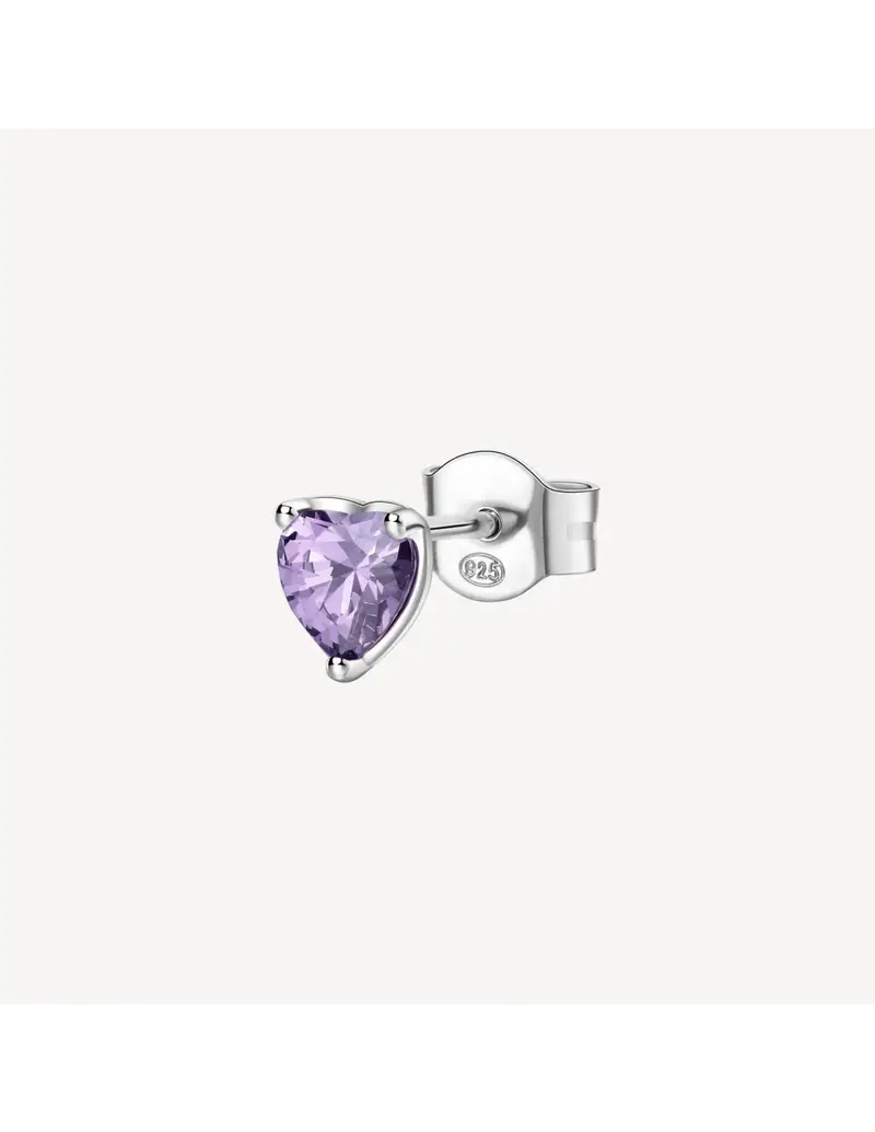 Orecchino BROSWAY FANCY in argento rodiato 925 e cubic zirconia amethyst a forma di Cuore FMP92