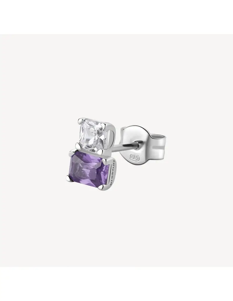 Orecchino BROSWAY FANCY in argento rodiato 925 e cubic zirconia amethyst FMP10