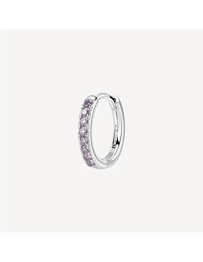 Orecchino cerchietto medio BROSWAY FANCY in argento rodiato 925 e cubic zirconia amethyst FMP86