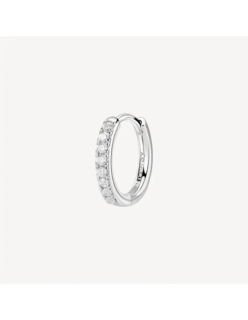 Orecchino cerchietto medio BROSWAY FANCY in argento rodiato 925 e cubic zirconia bianchi FIW89