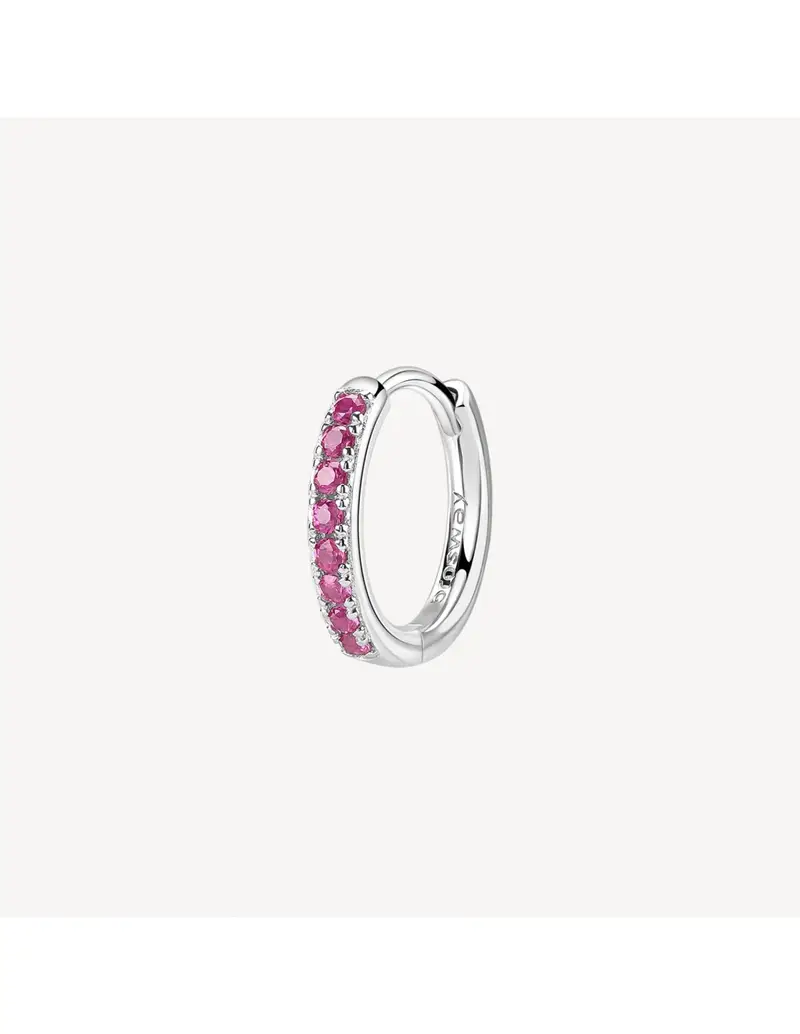 Orecchino cerchietto medio BROSWAY FANCY in argento rodiato 925 e cubic zirconia ruby FPR85