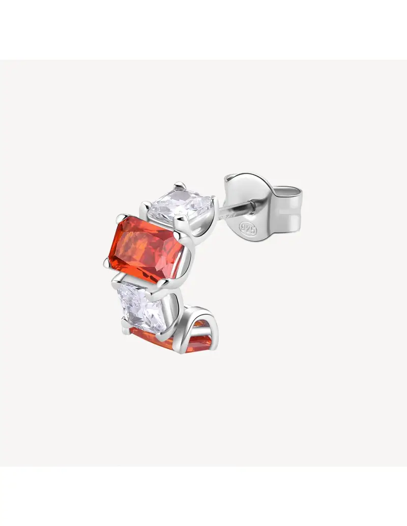 Orecchino mezzo cerchietto BROSWAY FANCY in argento rodiato e cubic zirconia orange e bianchi FVO08