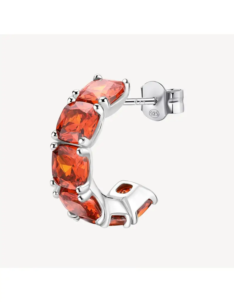 Orecchino mezzo cerchietto BROSWAY FANCY in argento rodiato e cubic zirconia orange FVO10