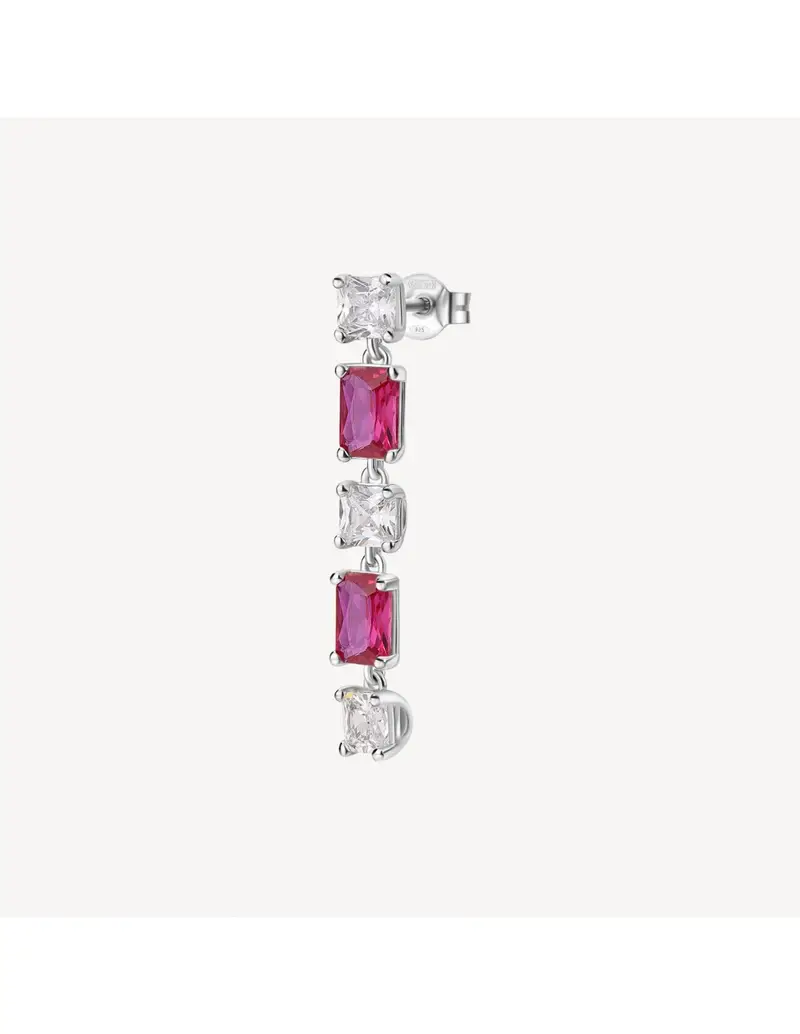 Orecchino pendente BROSWAY FANCY in argento rodiato 925 e cubic zirconia rubye bianchi FPR19