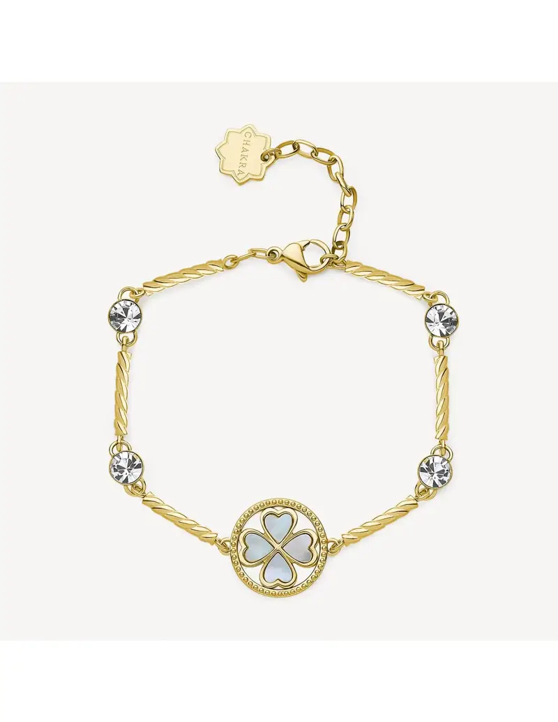 Saldi Bracciale BROSWAY CHAKRA in acciaio 316L dorato BHKB152 Quadrifoglio Nacre