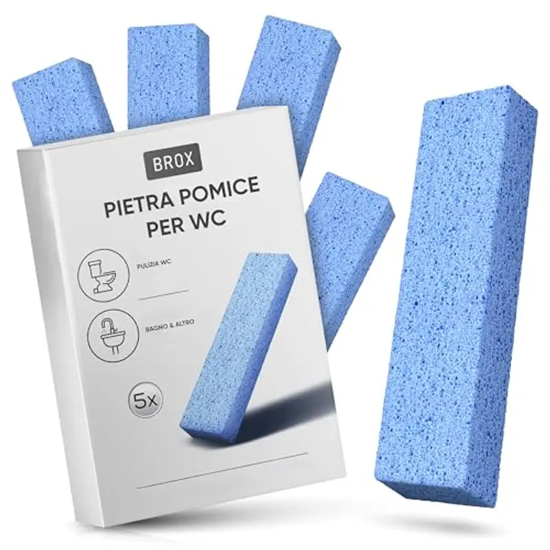 BROX Pietra pomice WC Block – Pietra detergente blu (5 pezzi) – Pietra di pulizia miracolosa per bagno, cucina e cura