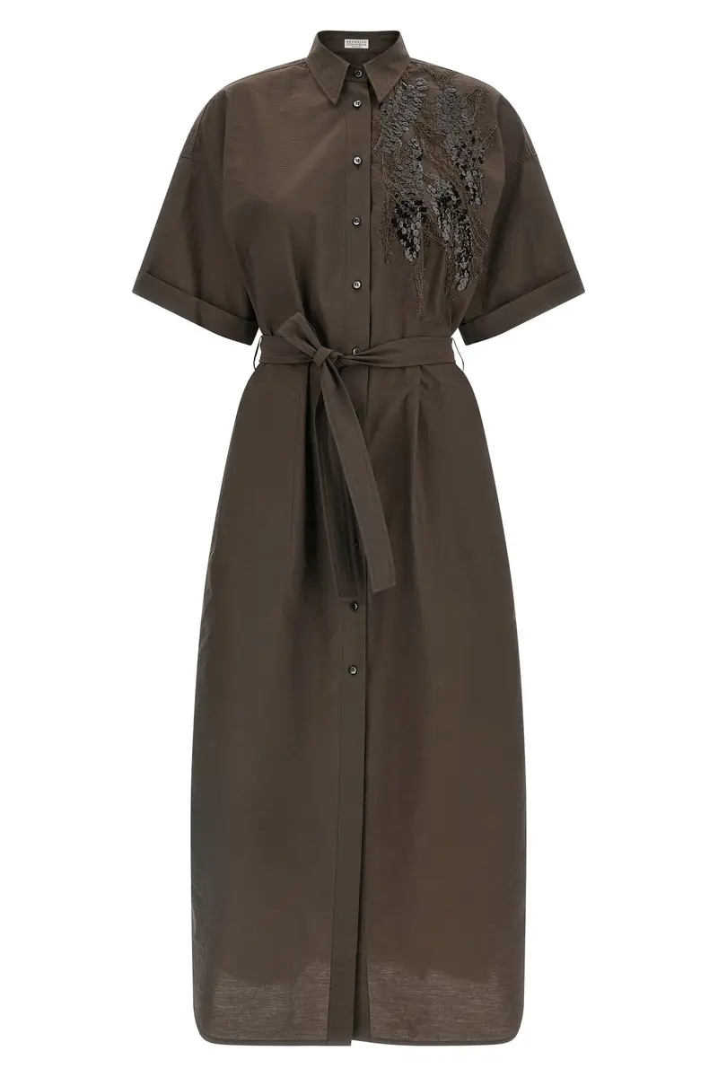 Abito Dazzling Seabed Embroidery Marrone