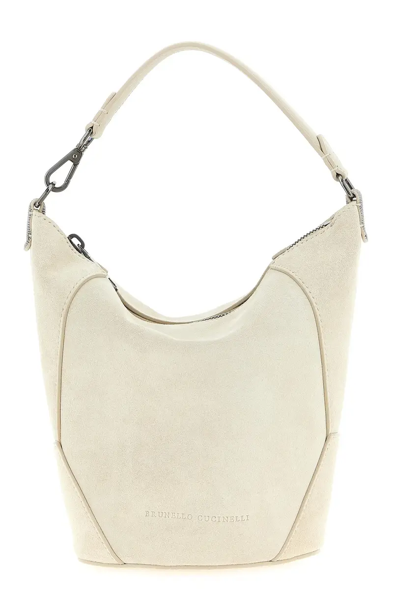 Borsa A Mano Suede Bianco