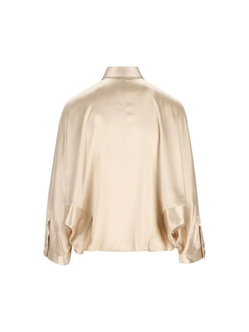 Camicia In Raso Di Seta BEIGE miniatura 2