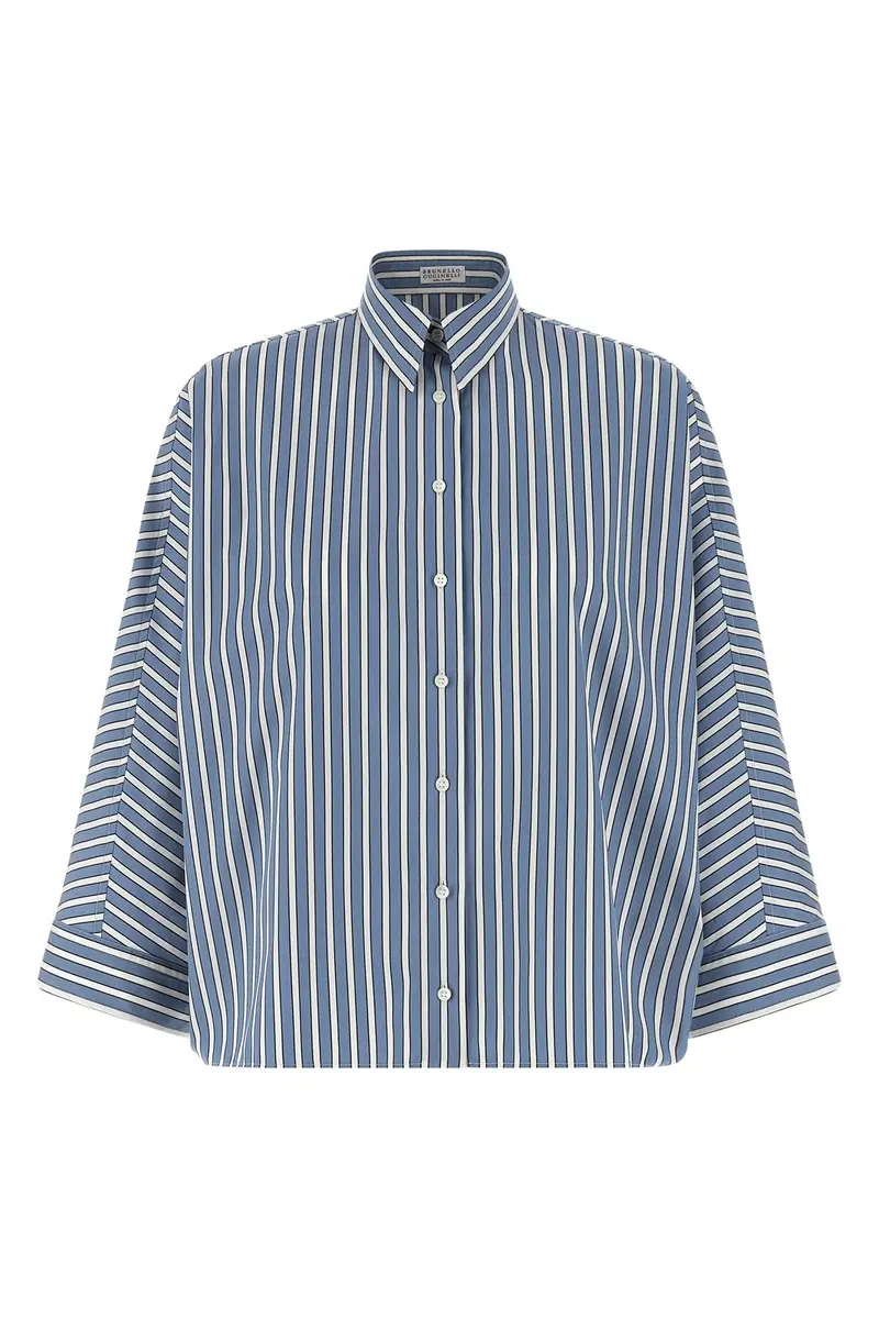 Camicia Righe Monile Azzurro