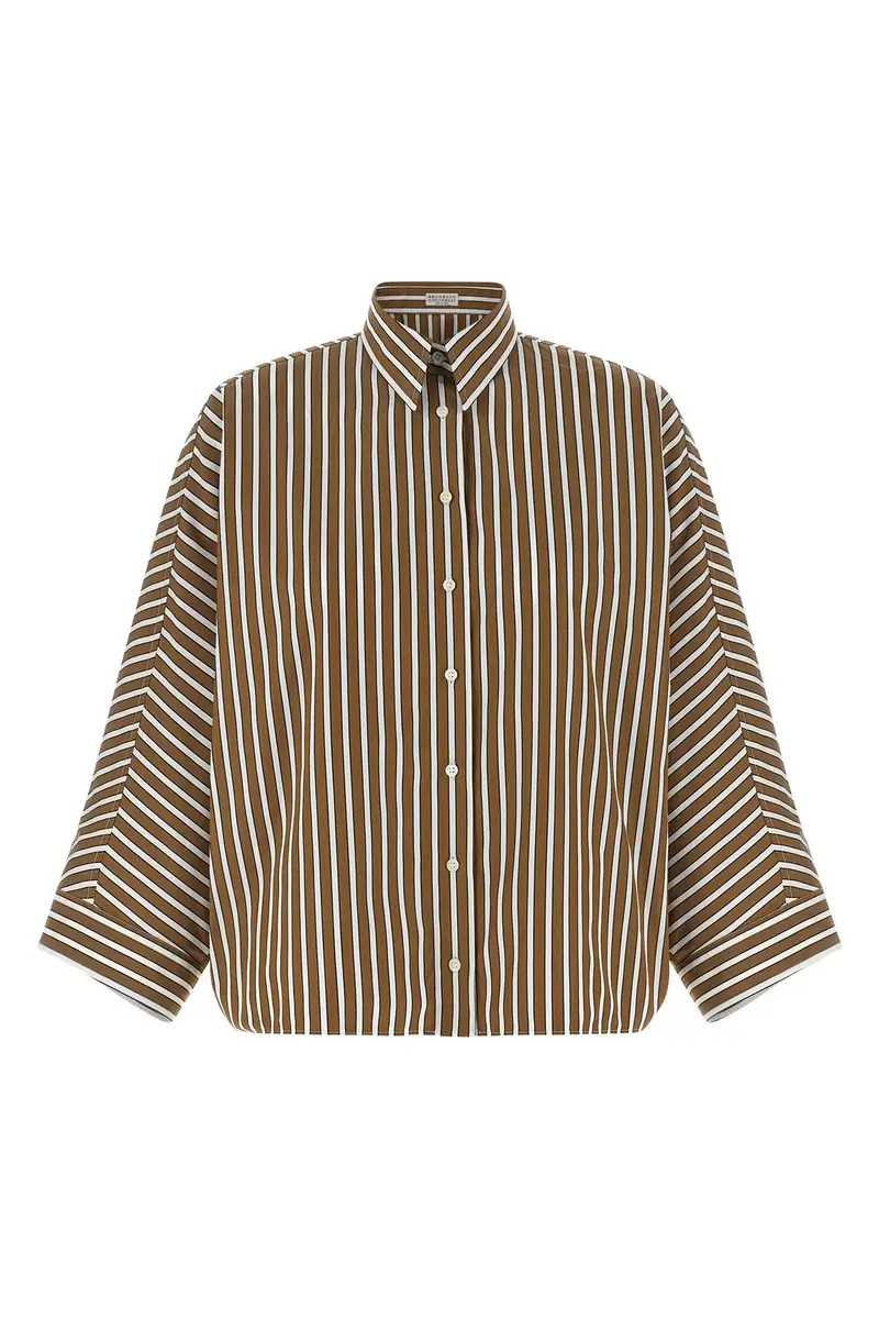 Camicia Righe Monile Marrone