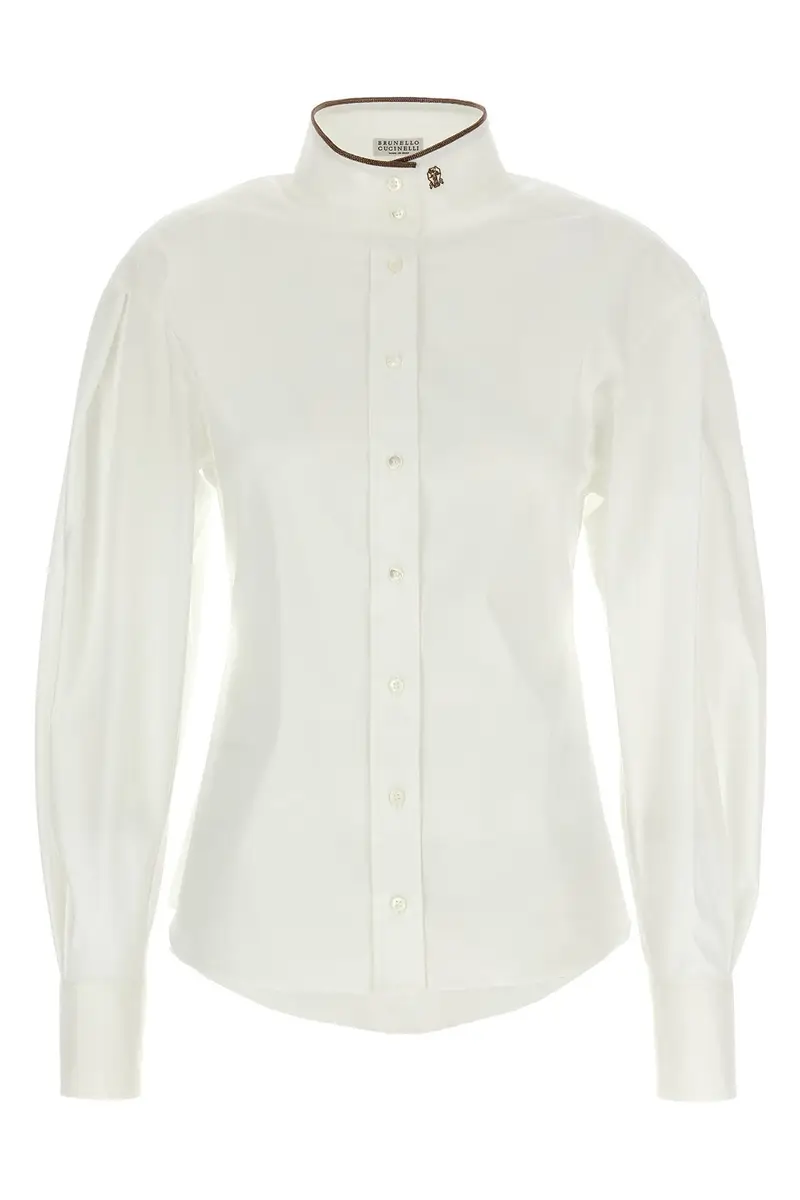 Camicia 'Shiny Collar Detail' Bianco