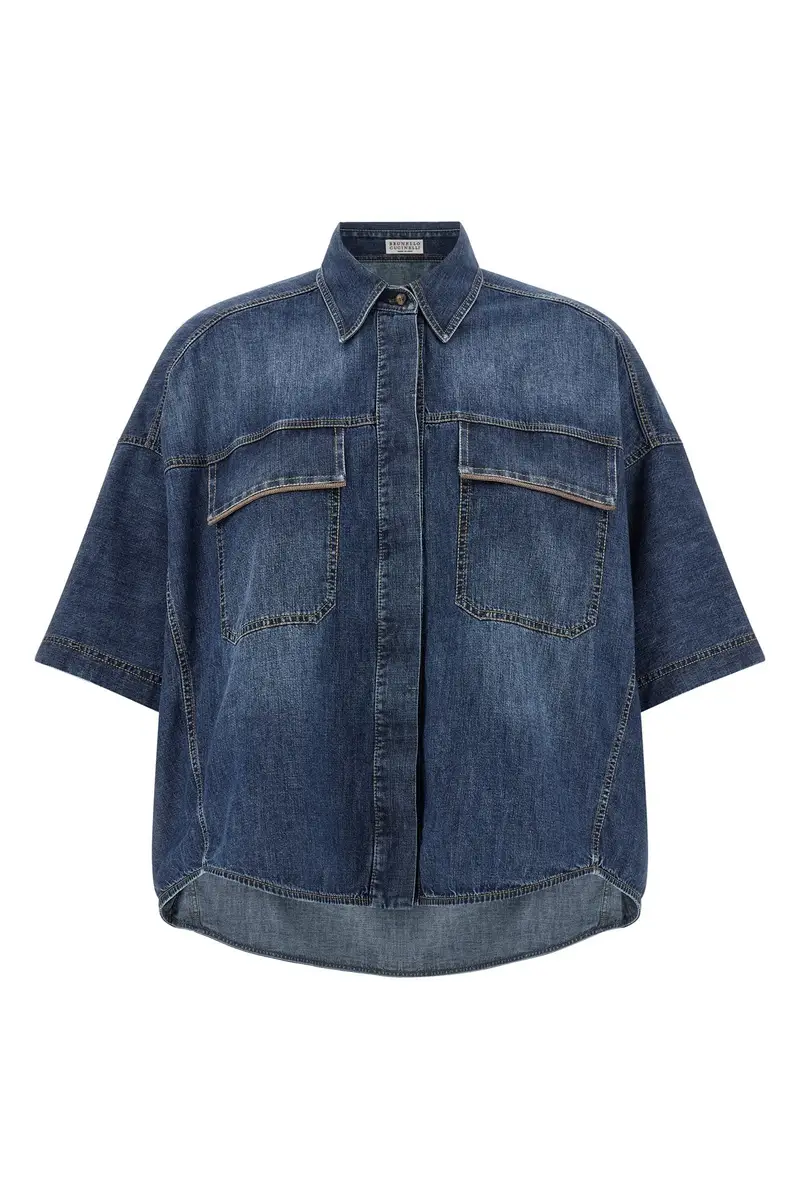 Camicia Shiny Pockets Blu