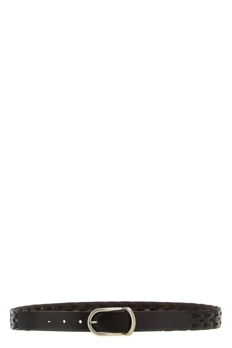 Cintura Pelle Intrecciata Marrone