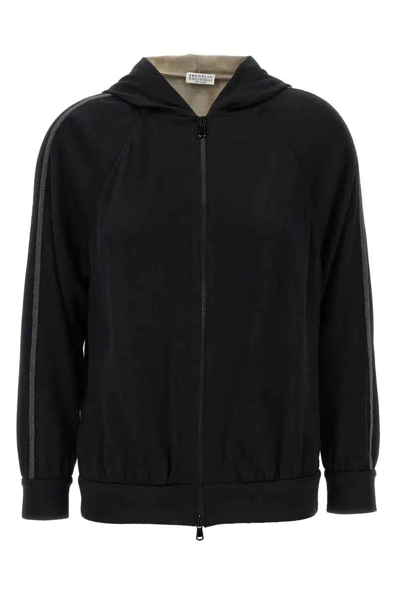 Felpa Con Cappuccio 'Shiny Trims' Nero