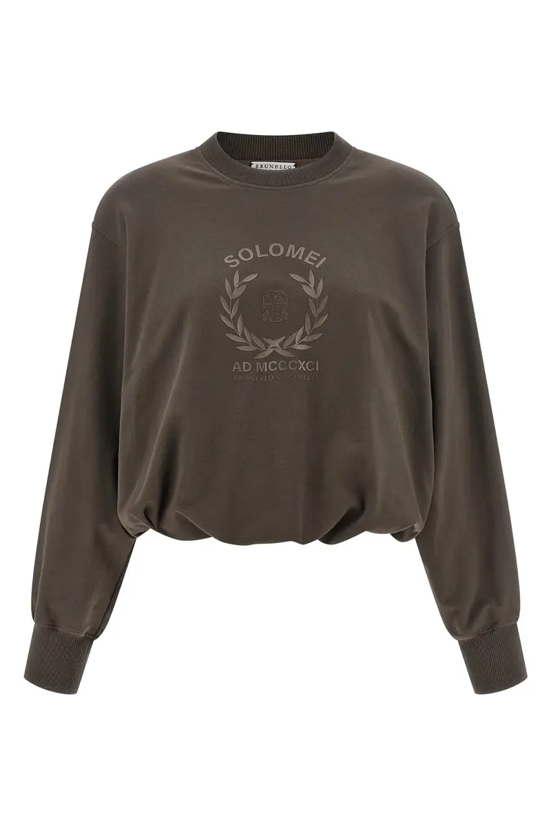 Felpa In Cotone Marrone