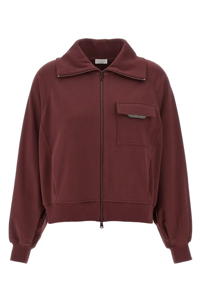 Felpa 'Shiny Flap Detail' Bordeaux