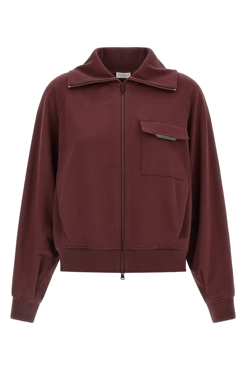 Felpa 'Shiny Flap Detail' Bordeaux