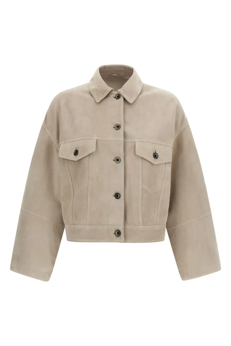 Giacca In Suede Couture Bianco